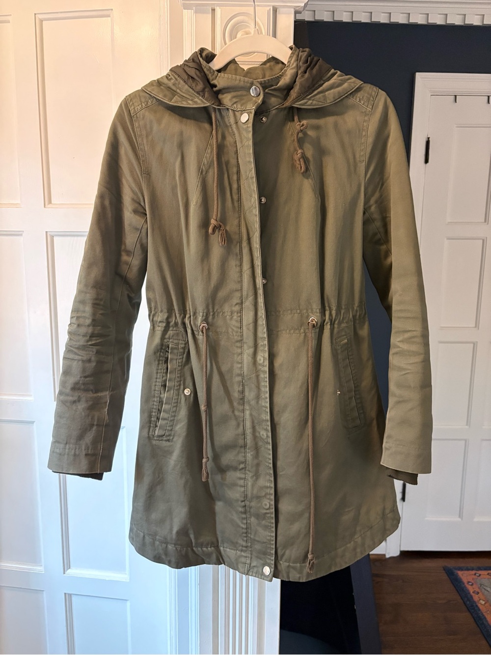 H&M Olive Green Hooded Utility Jacket